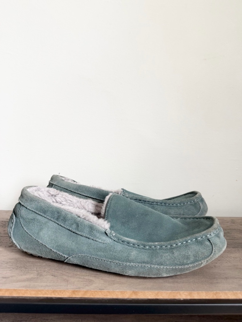 UGG Ansley "Sea Green" Women's Suede Moccasin Slippers 1106878 Size 14